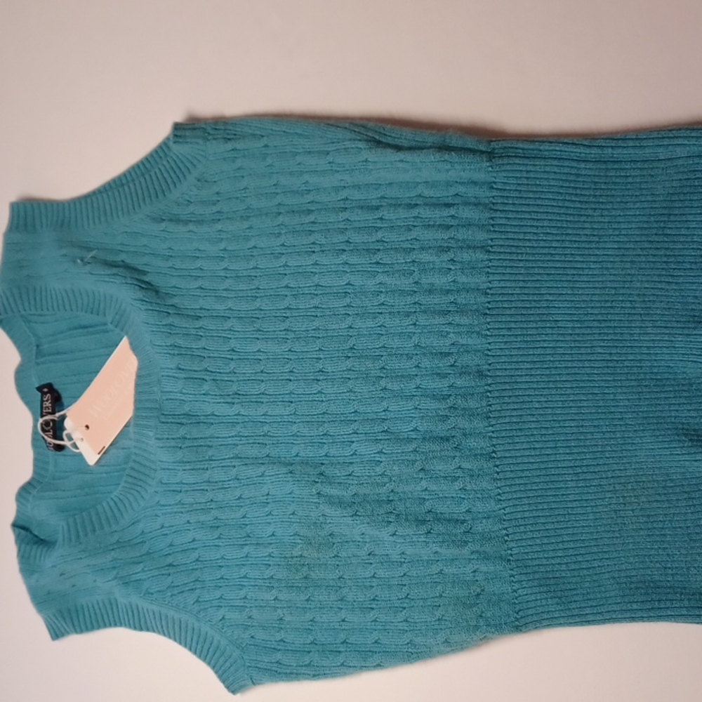 Woolovers cashmere  blue sweater size s sleeveless tank vest u neckline